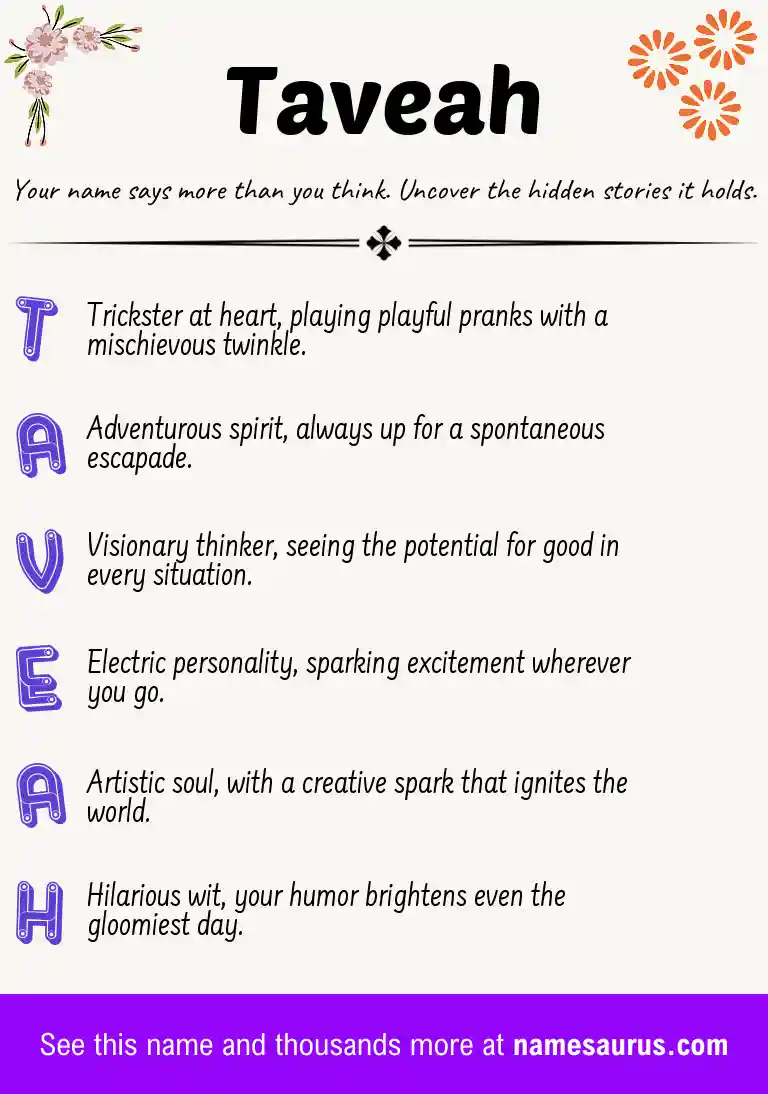 Acrostic poem about Taveah.