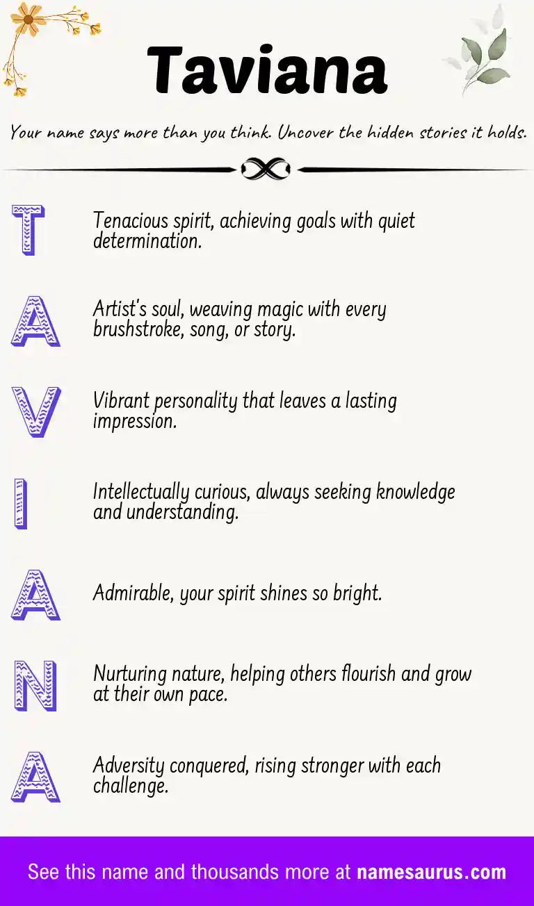 Acrostic poem about Taviana.