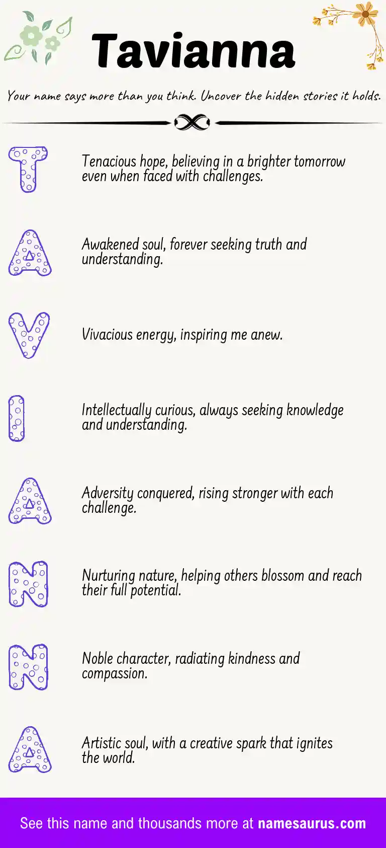 Acrostic poem about Tavianna.