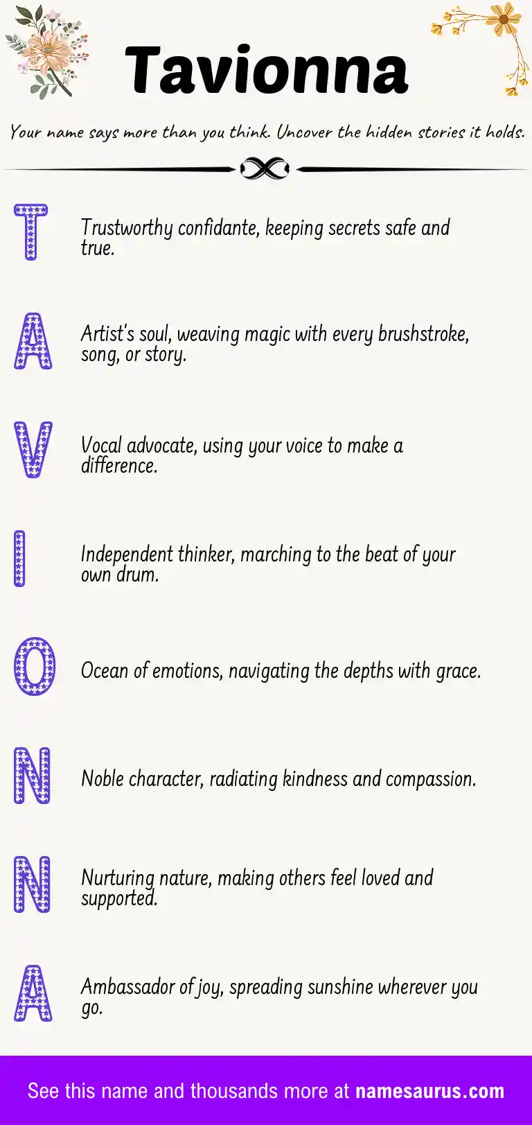 Acrostic poem about Tavionna.