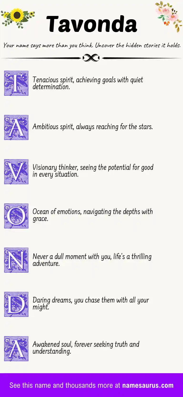 Acrostic poem about Tavonda.