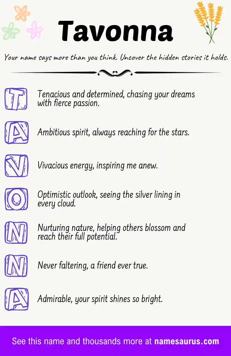 Acrostic poem about Tavonna.