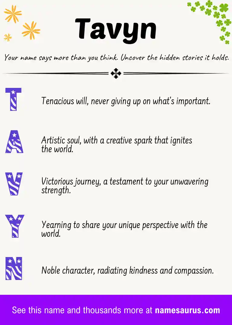 Acrostic poem about Tavyn.