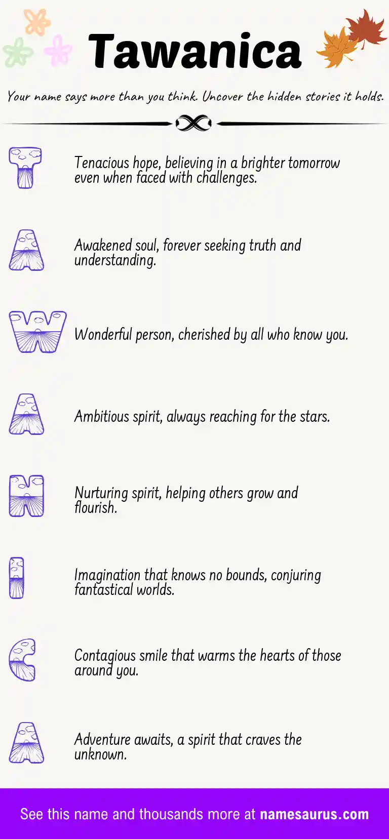 Acrostic poem about Tawanica.