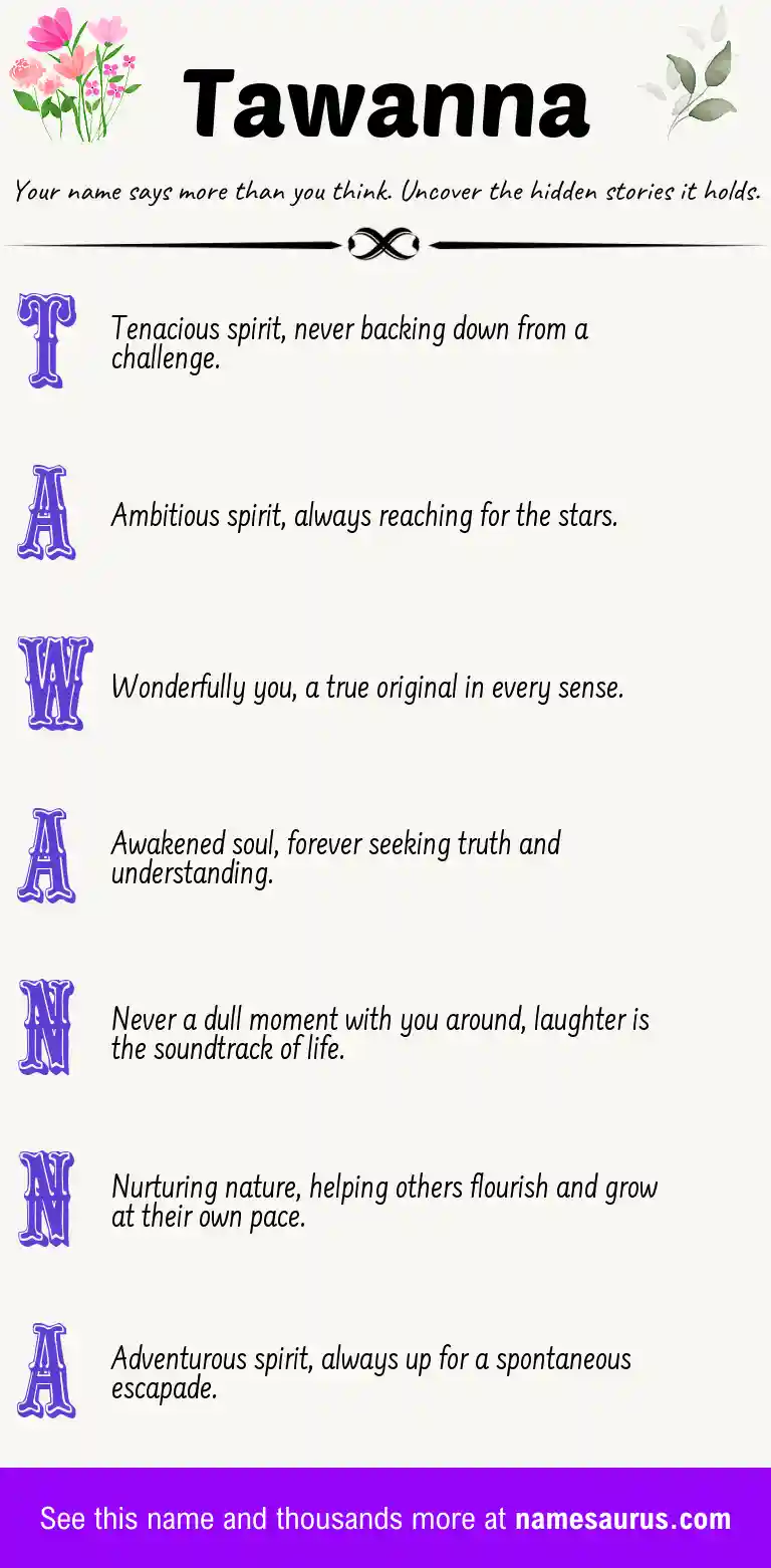 Acrostic poem about Tawanna.