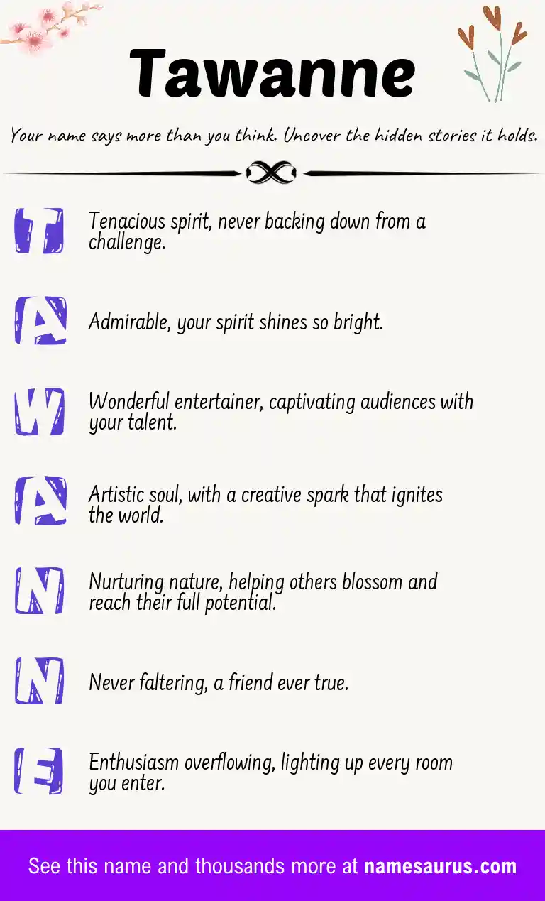 Acrostic poem about Tawanne.