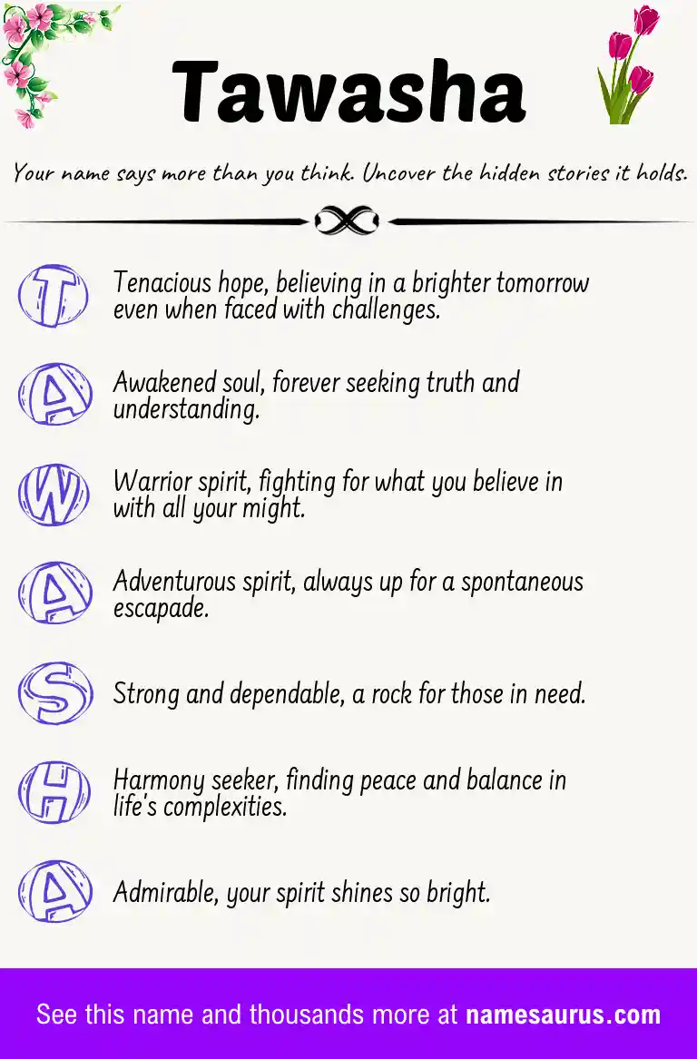 Acrostic poem about Tawasha.