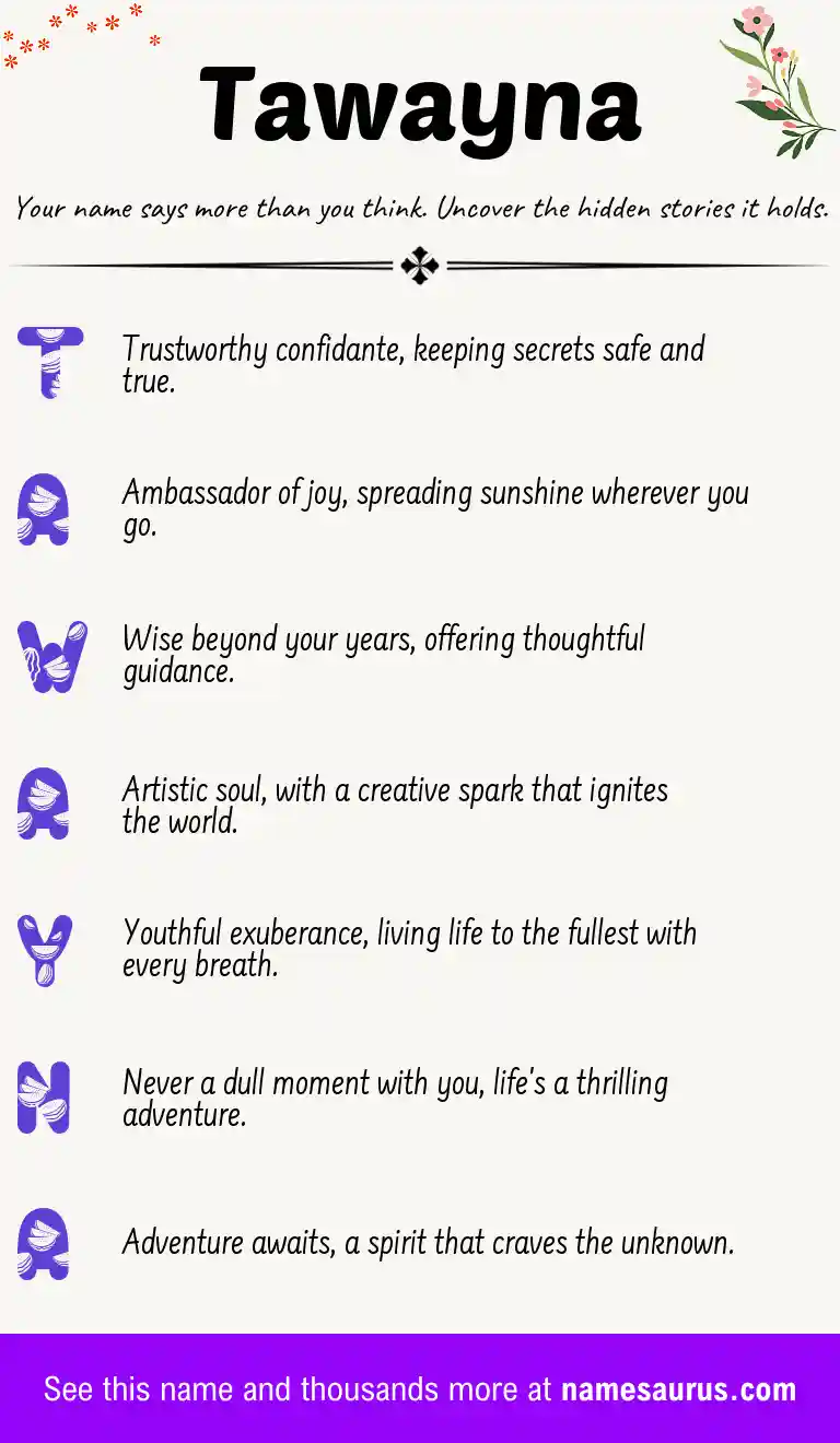Acrostic poem about Tawayna.