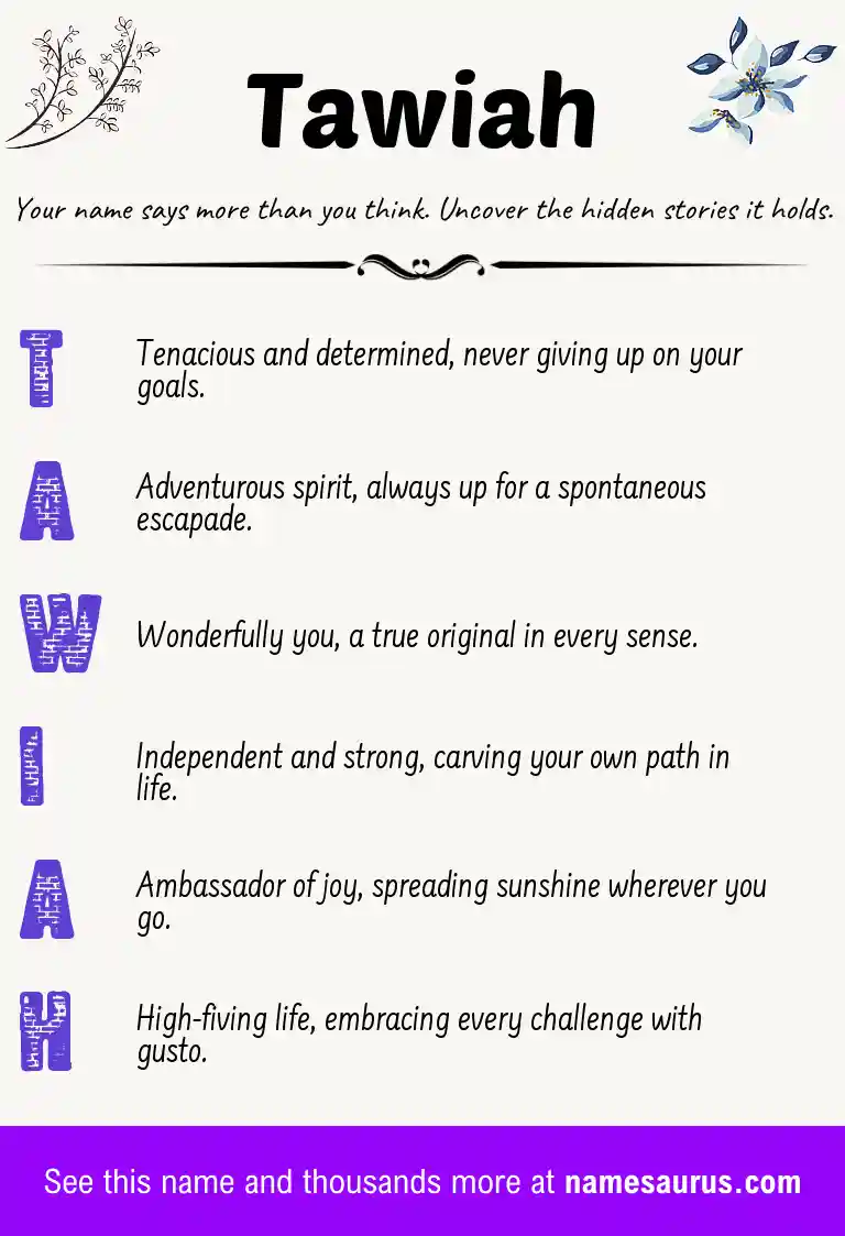 Acrostic poem about Tawiah.