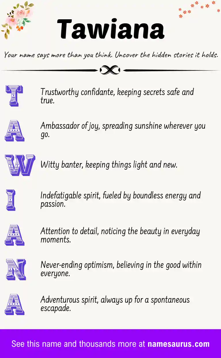 Acrostic poem about Tawiana.