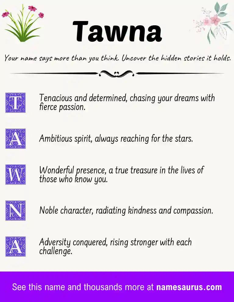 Acrostic poem about Tawna.