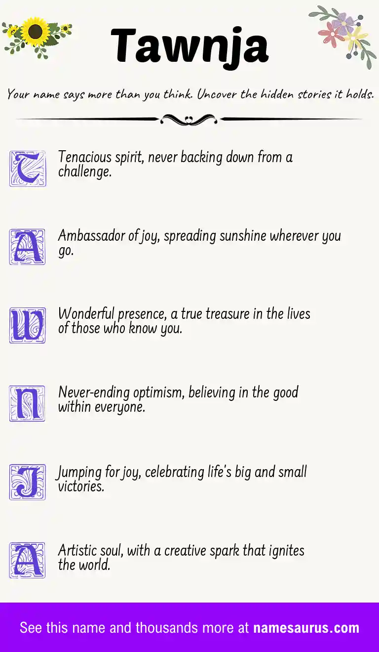 Acrostic poem about Tawnja.