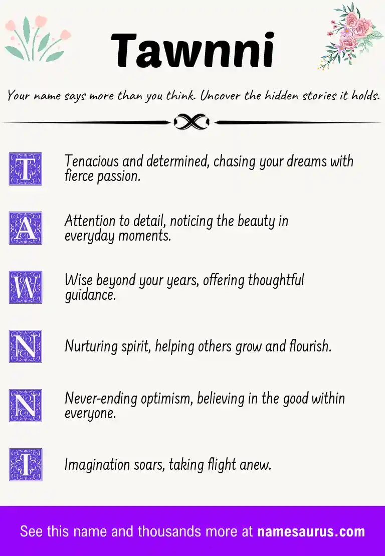 Acrostic poem about Tawnni.
