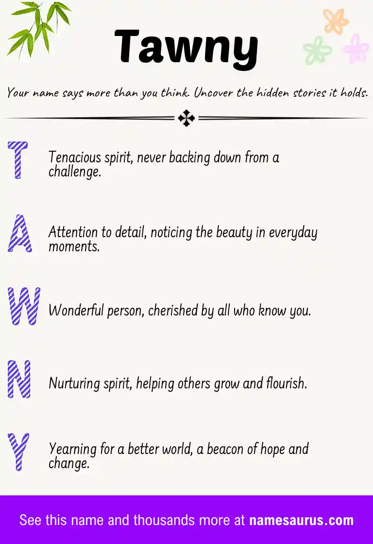 Acrostic poem about Tawny.