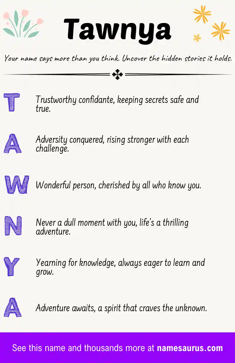Acrostic poem about Tawnya.