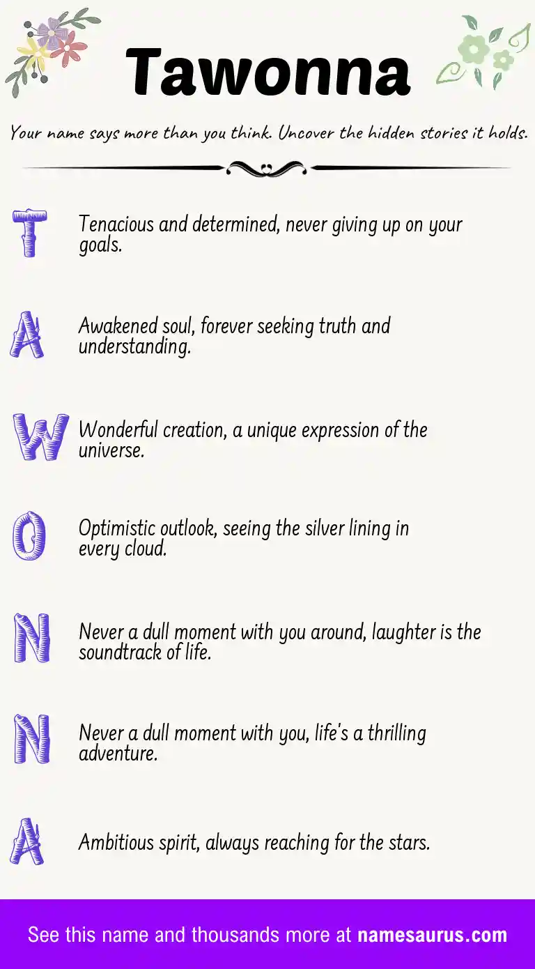 Acrostic poem about Tawonna.