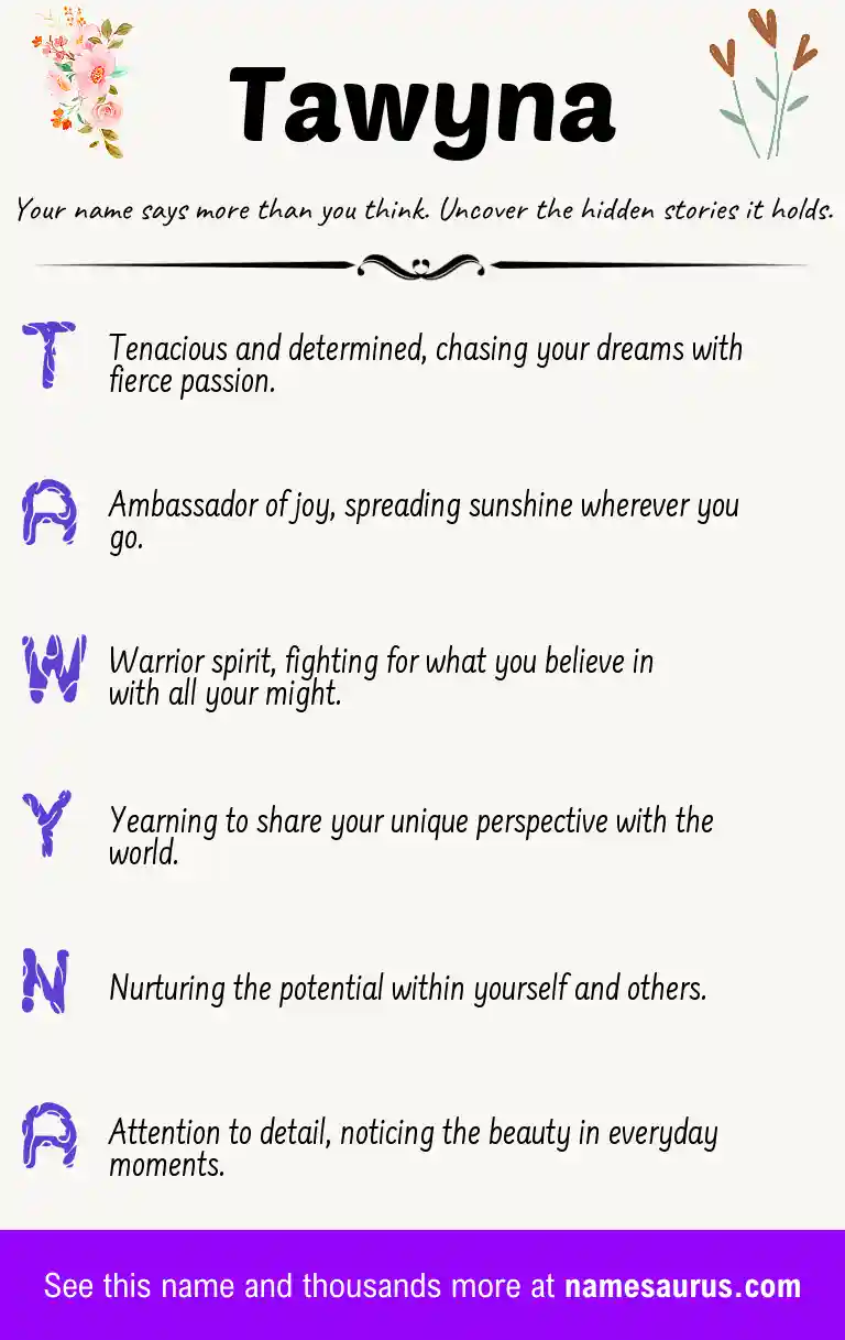 Acrostic poem about Tawyna.