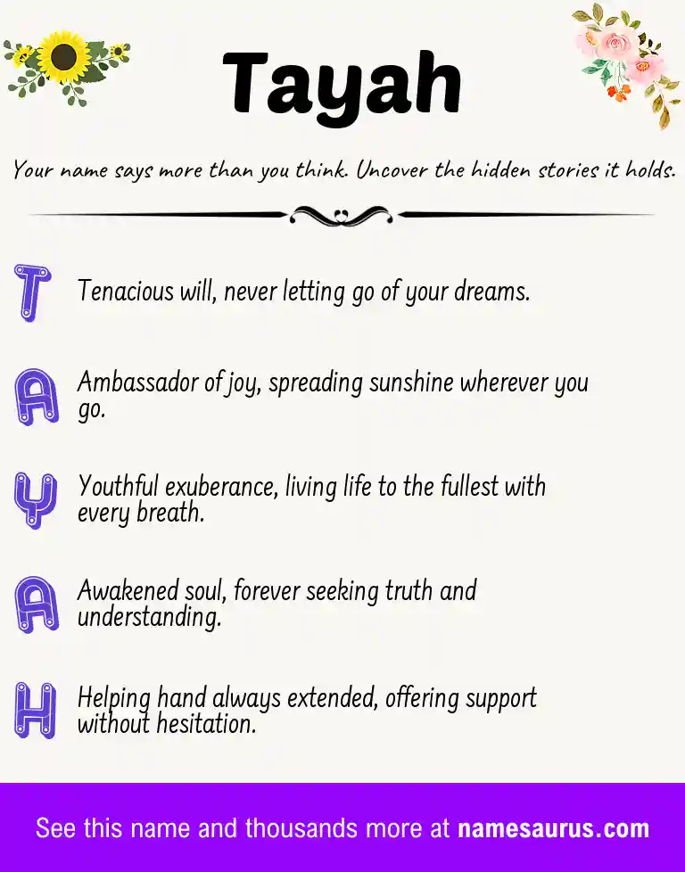 Acrostic poem about Tayah.