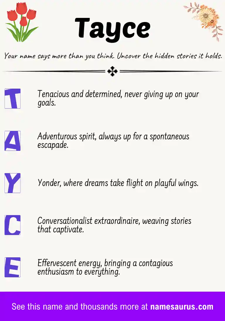 Acrostic poem about Tayce.