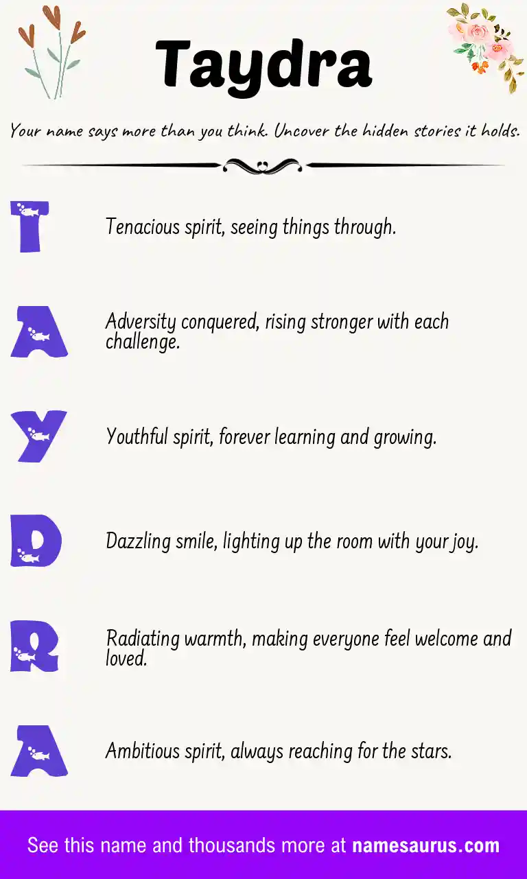 Acrostic poem about Taydra.