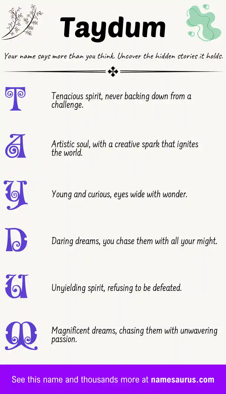 Acrostic poem about Taydum.