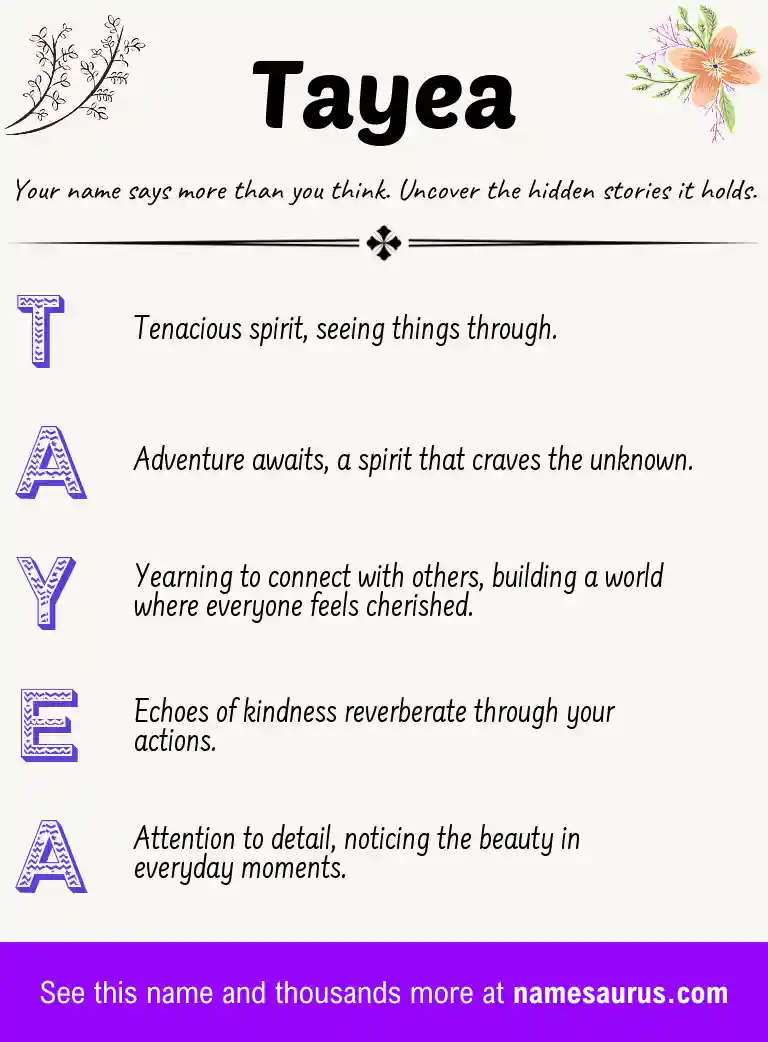 Acrostic poem about Tayea.