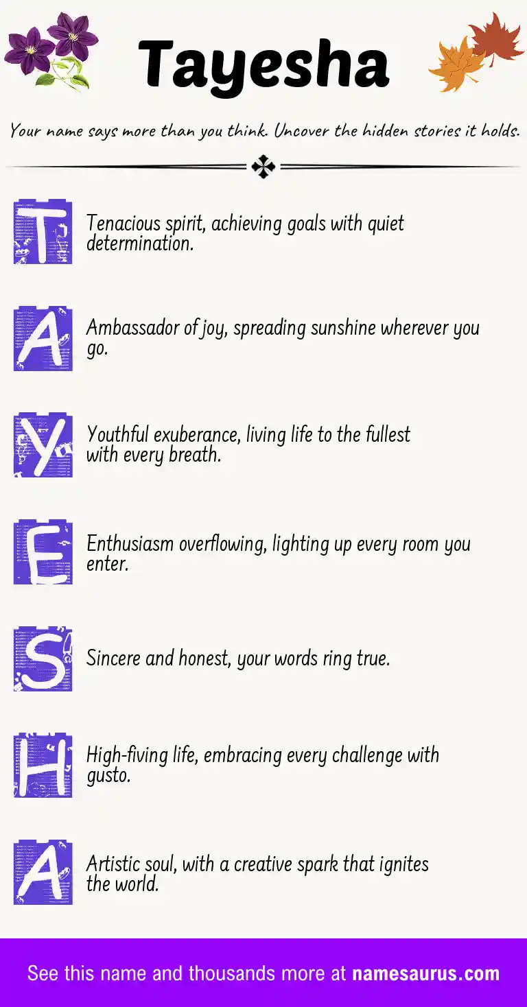 Acrostic poem about Tayesha.
