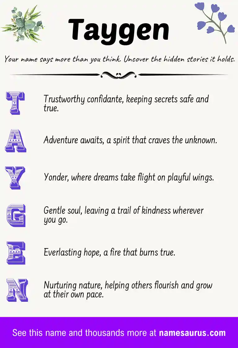 Acrostic poem about Taygen.