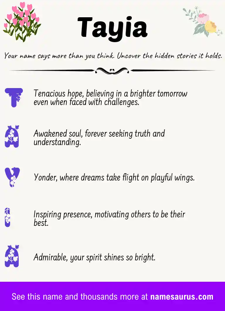 Acrostic poem about Tayia.