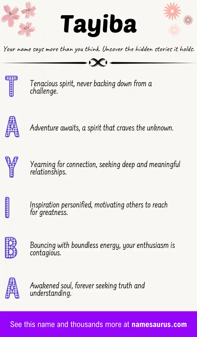 Acrostic poem about Tayiba.