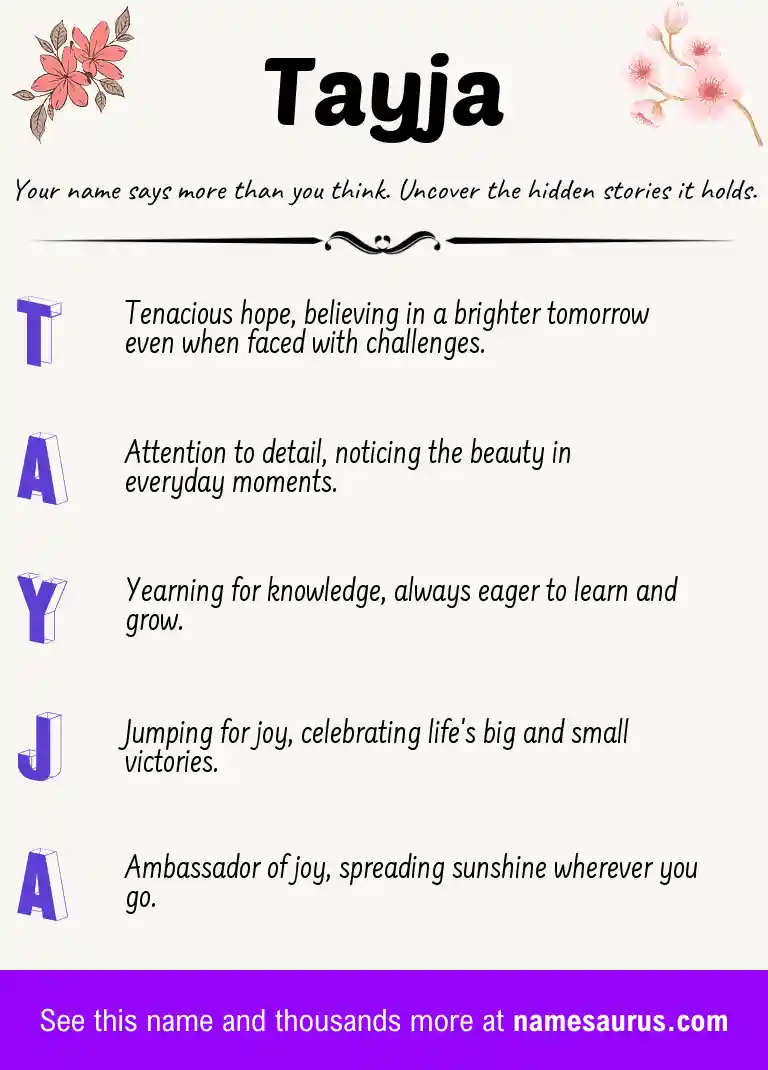 Acrostic poem about Tayja.