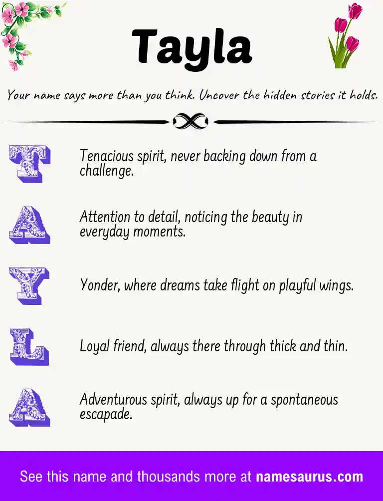 Acrostic poem about Tayla.