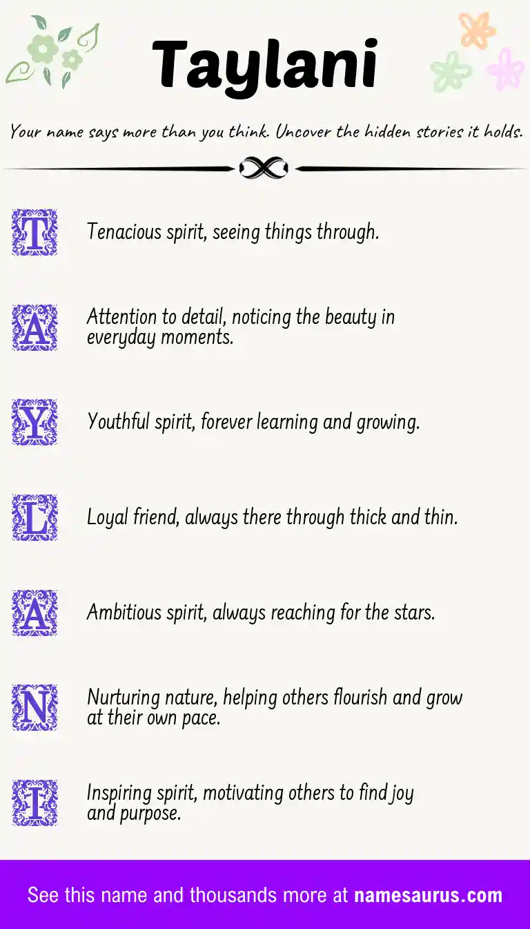Acrostic poem about Taylani.