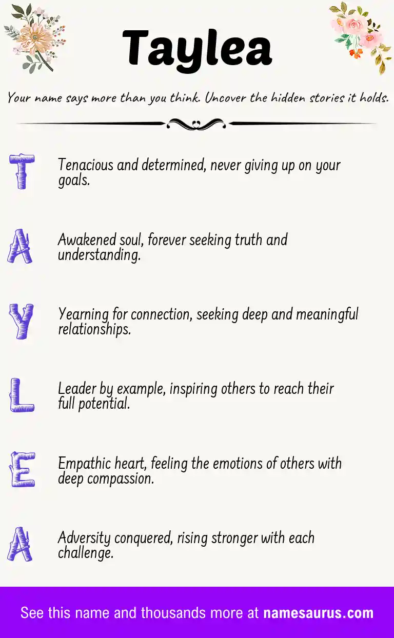 Acrostic poem about Taylea.