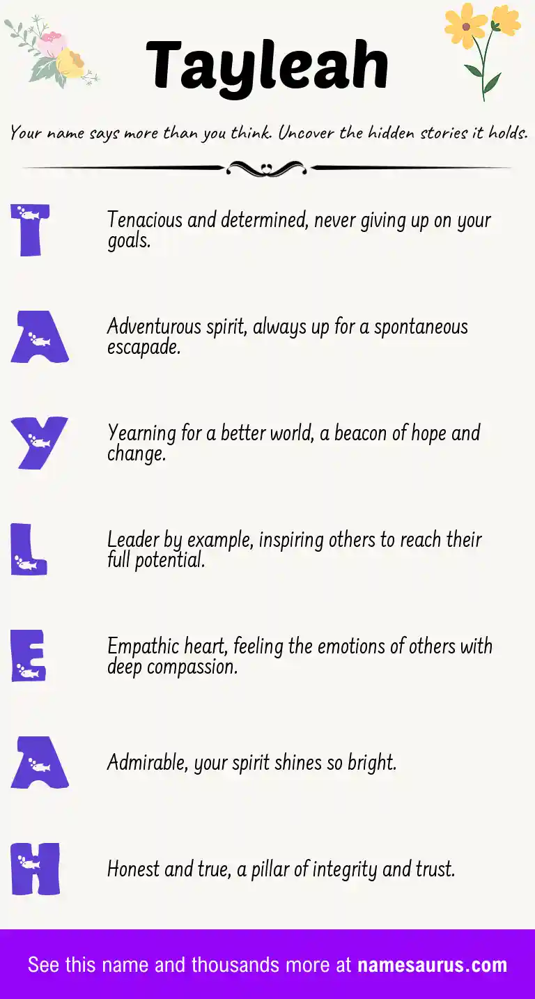 Acrostic poem about Tayleah.