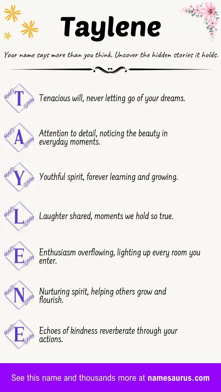 Acrostic poem about Taylene.