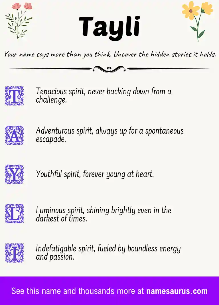 Acrostic poem about Tayli.