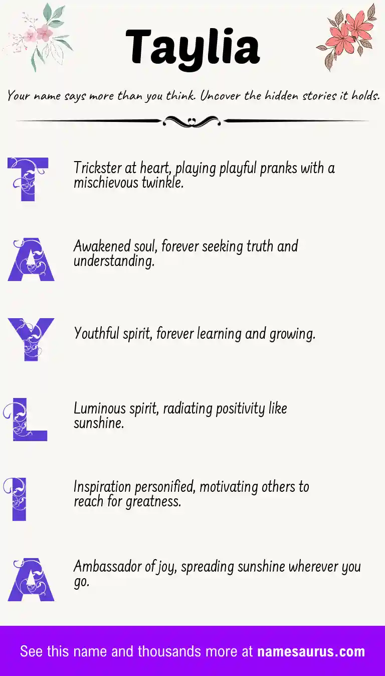 Acrostic poem about Taylia.