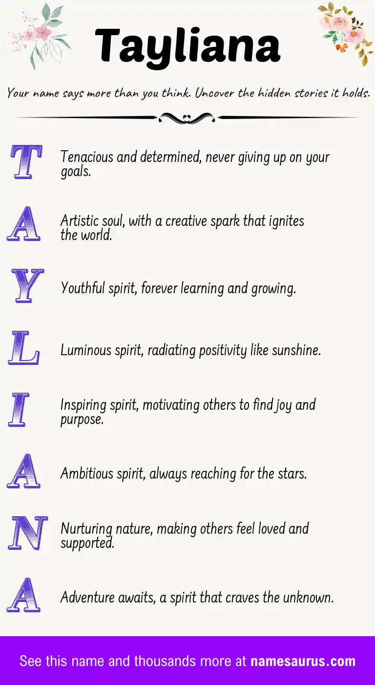 Acrostic poem about Tayliana.