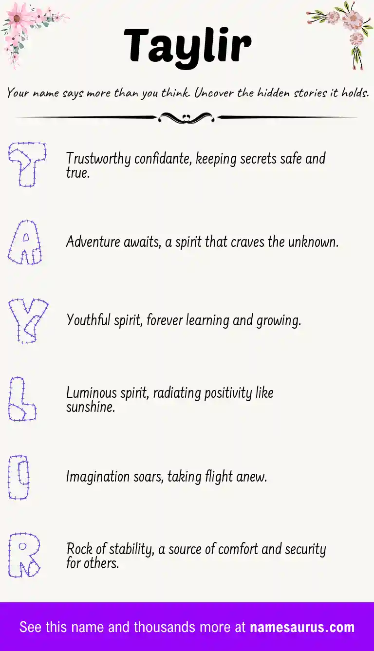 Acrostic poem about Taylir.