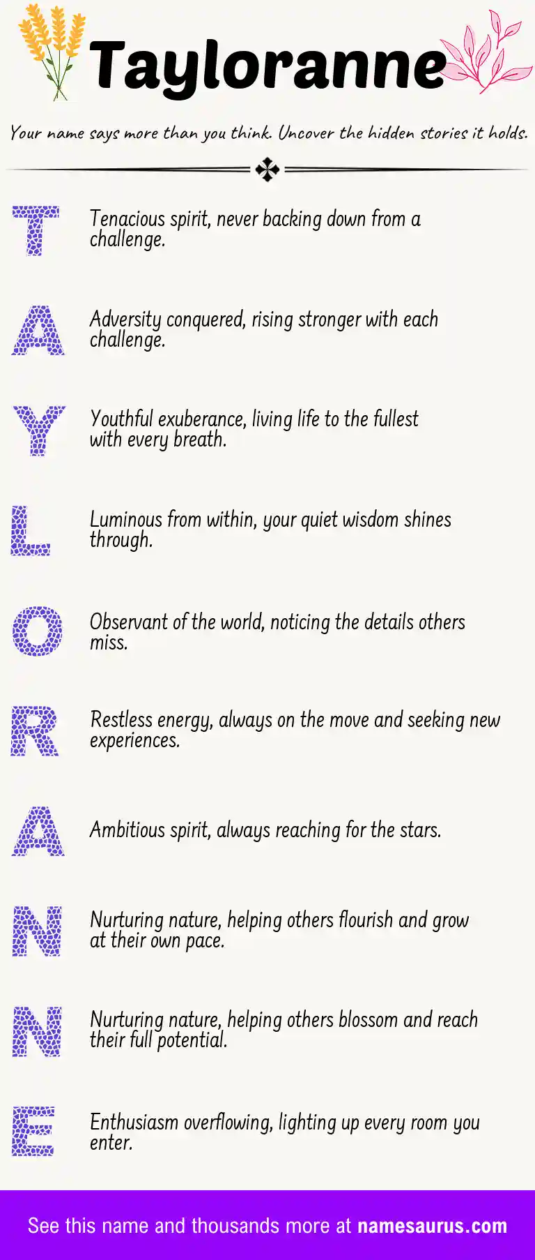 Acrostic poem about Tayloranne.