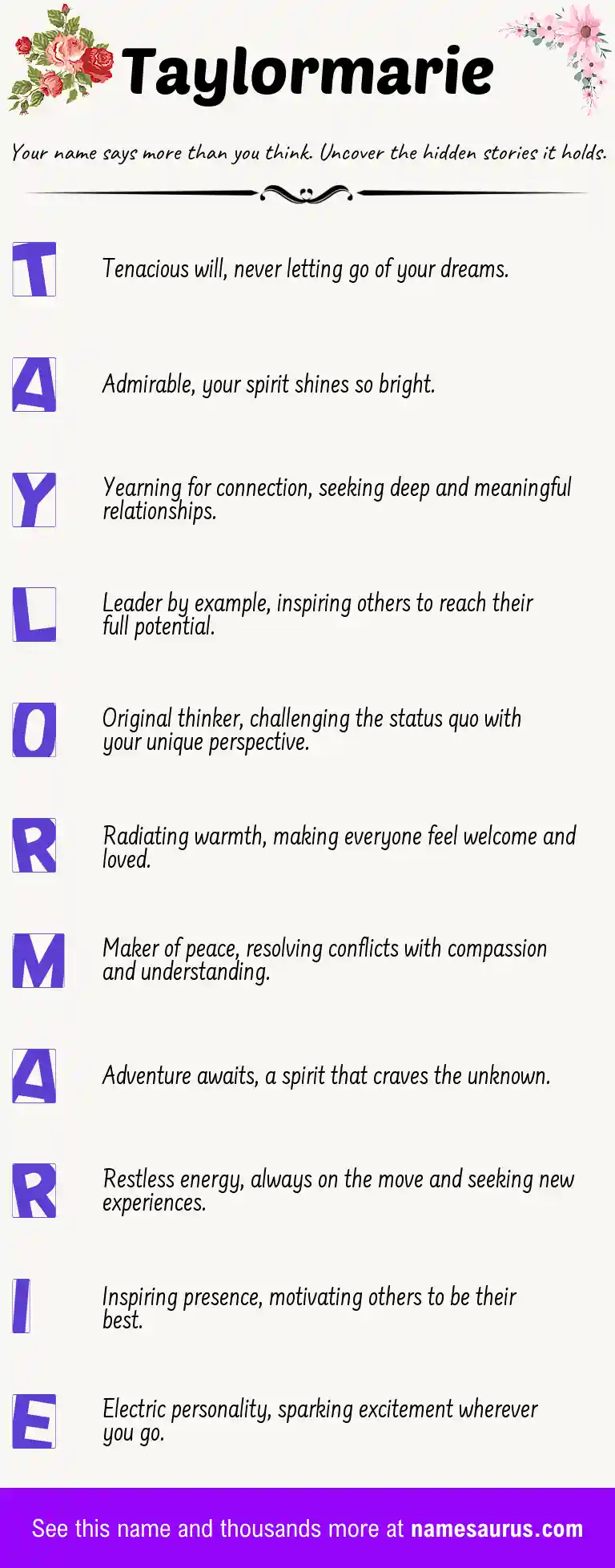 Acrostic poem about Taylormarie.