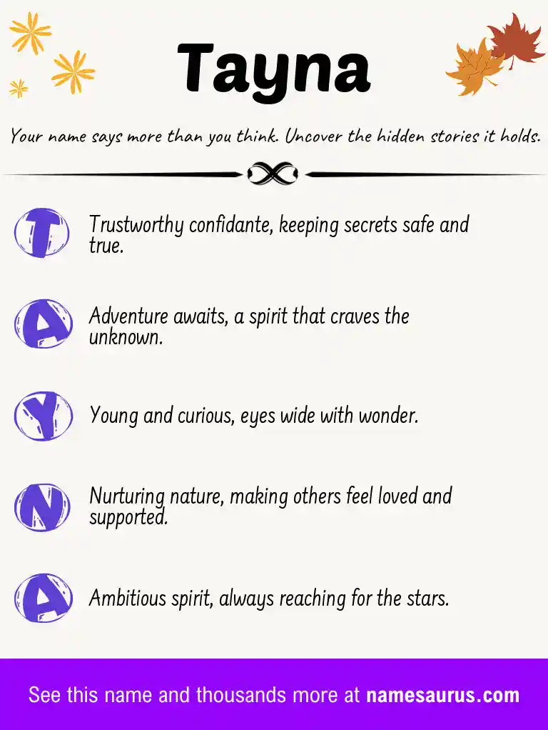 Acrostic poem about Tayna.