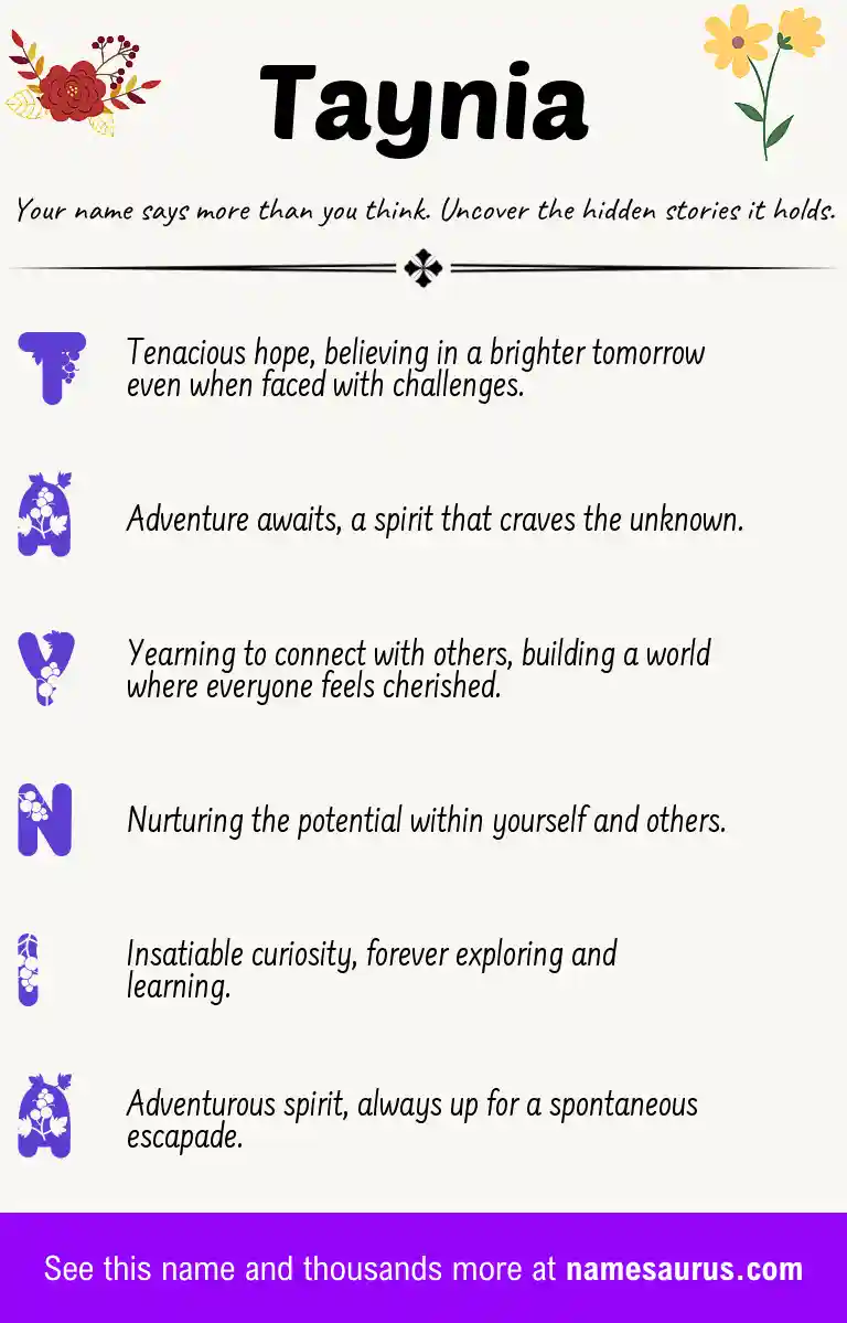 Acrostic poem about Taynia.