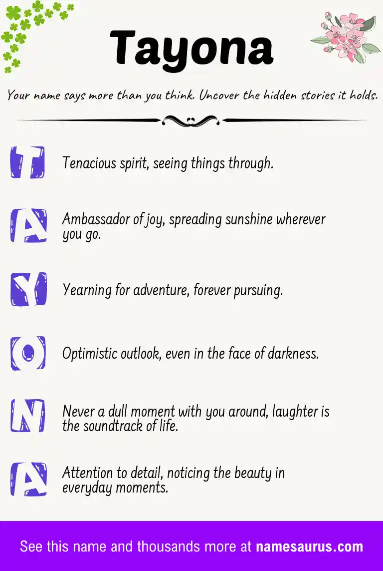 Acrostic poem about Tayona.