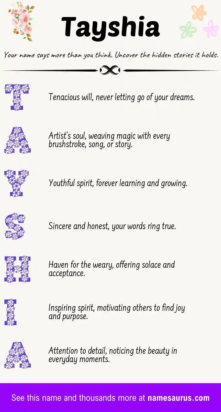Acrostic poem about Tayshia.
