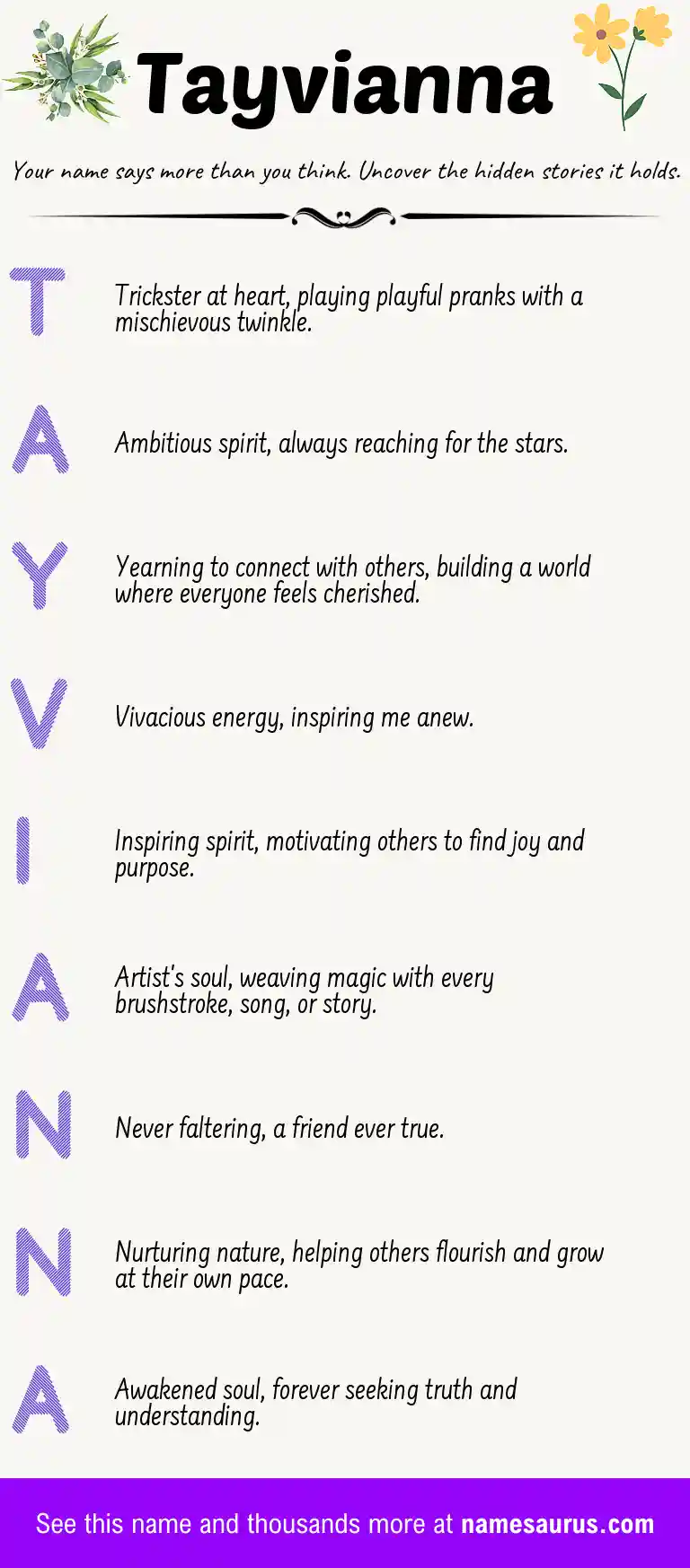 Acrostic poem about Tayvianna.