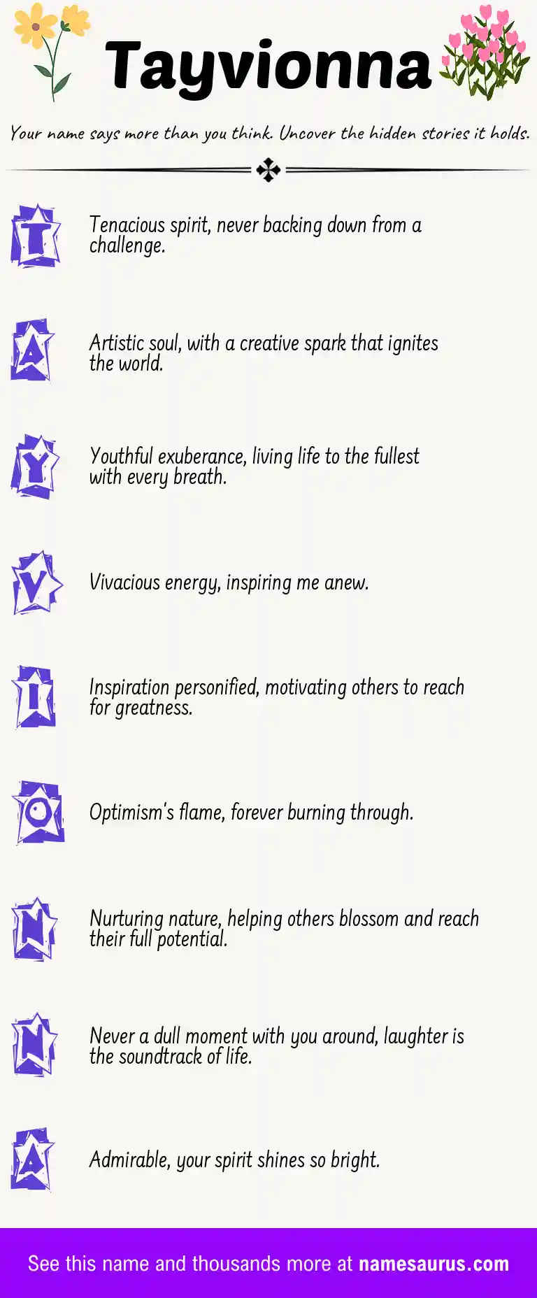 Acrostic poem about Tayvionna.