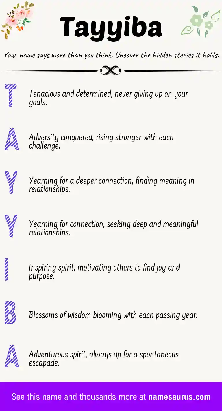 Acrostic poem about Tayyiba.