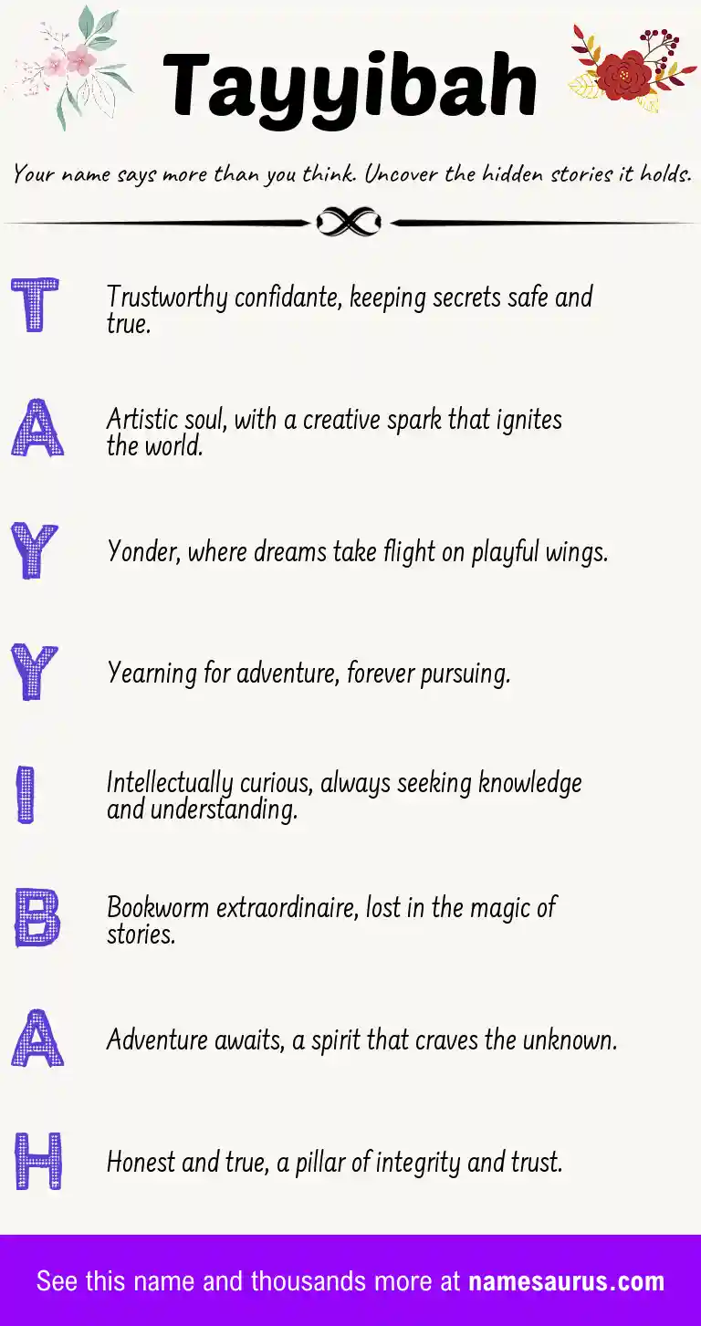 Acrostic poem about Tayyibah.